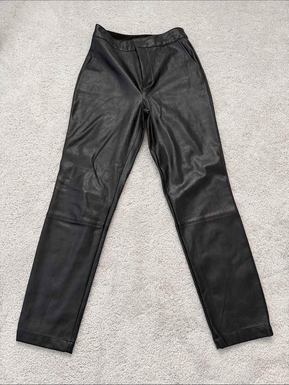 Express Black Faux Leather Straight-Leg Pants